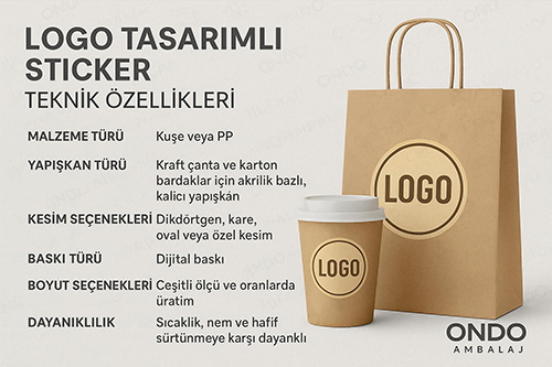 Kraft Çanta ve Karton Bardaklar İçin Logo Sticker Üretimi